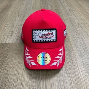 Vintage Monaco Grand Prix Hat Cap Red Formula One Racing Strapback Cars 90s